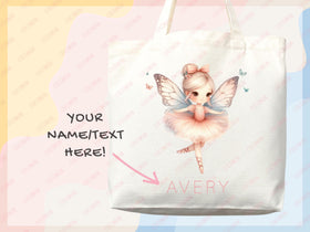 Personalized Name Tote Bag Ballerina Ballet Gift Daycare Diaper Bag Custom Tote Customized Name Back to School Bag for Kids Bag Kindergarten