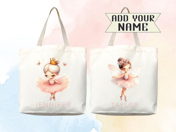 Personalized Name Tote Bag Ballerina Ballet Gift Daycare Diaper Bag Custom Tote Customized Name Back to School Bag for Kids Bag Kindergarten