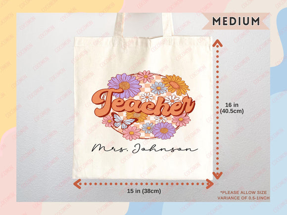 Teacher Appreciation Bag Gift Tote Bag Canvas Custom Teacher Gift Personalized School Bag Gifted Teacher Tote Reusable Bag School Campus Bag