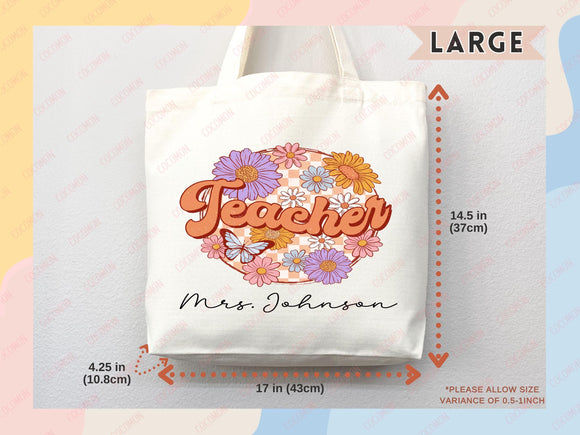 Teacher Appreciation Bag Gift Tote Bag Canvas Custom Teacher Gift Personalized School Bag Gifted Teacher Tote Reusable Bag School Campus Bag