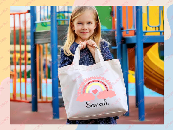 Kids Name Tote Bag Childrens Gift Library Bag Daycare Diaper Bag Custom Tote Customized Name Back to School Bag for Kids Bag Kindergarten