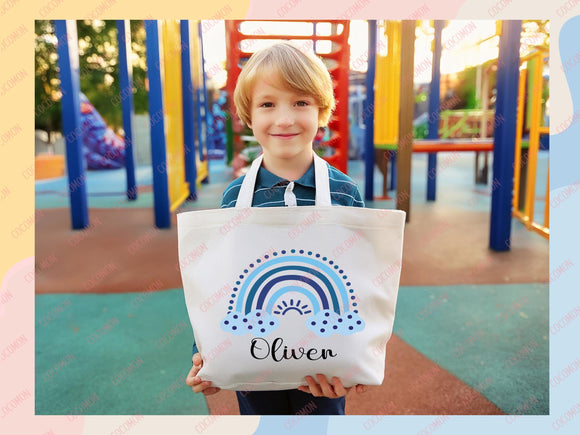 Kids Name Tote Bag Childrens Gift Library Bag Daycare Diaper Bag Custom Tote Customized Name Back to School Bag for Kids Bag Kindergarten