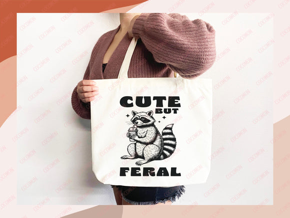 Raccoon Canvas Tote Bag Funny Raccoon Lover Gift Tote Bag Everyday Tote Eco Friendly Tote Shopper Gift Tote Reusable Grocery Bag Cute Bag