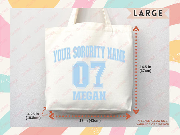 Custom Sorority Tote Bag Gift Rush Initiation Bid Day Big Little Gift Custom Name Sorority Gift College Tote Bag Personalized Gift For Her