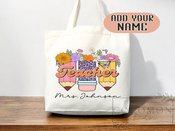Teacher Appreciation Bag Gift Tote Bag Canvas Custom Teacher Gift Personalized School Bag Gifted Teacher Tote Reusable Bag School Campus Bag