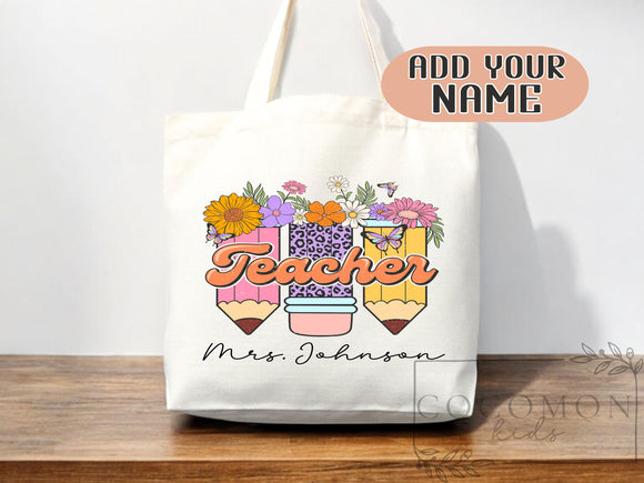 Teacher Appreciation Bag Gift Tote Bag Canvas Custom Teacher Gift Personalized School Bag Gifted Teacher Tote Reusable Bag School Campus Bag
