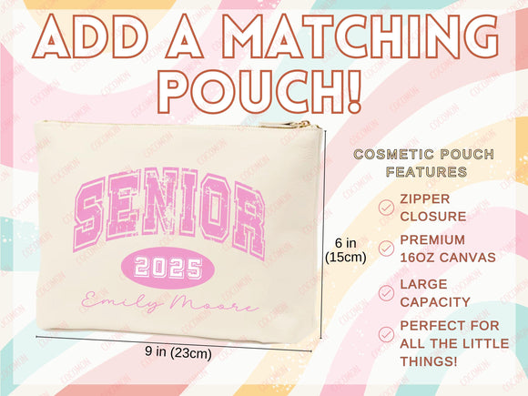 Custom Name Senior Tote Bag High School University Gift Graduation Bag for Her Personalized College Tote Campus School Bag Customized Gift