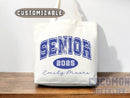 Custom Name Senior Tote Bag High School University Gift Graduation Bag for Her Personalized College Tote Campus School Bag Customized Gift