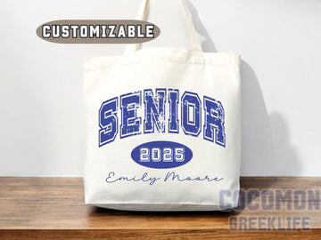 Custom Name Senior Tote Bag High School University Gift Graduation Bag for Her Personalized College Tote Campus School Bag Customized Gift