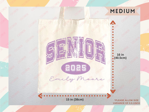 Custom Name Senior Tote Bag High School University Gift Graduation Bag for Her Personalized College Tote Campus School Bag Customized Gift