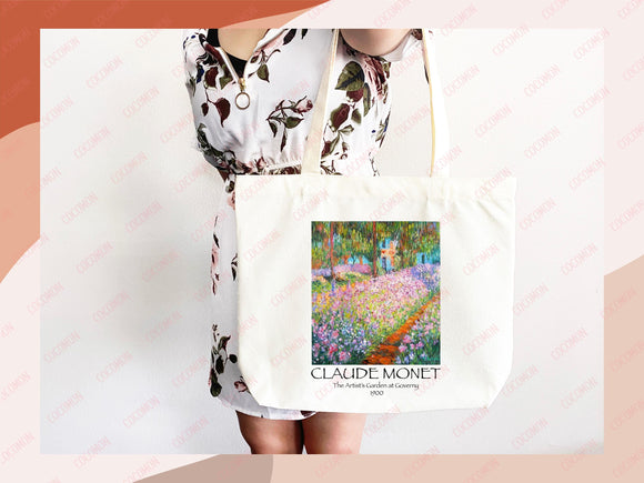 Monet Tote Bag Artsy Bag Monet Shoulder Bag Monet Gift School Tote Bag Eco Friendly Aesthetic Tote Shopper Reusable Grocery Bag Gift for Her