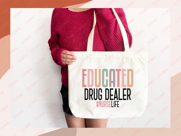 Nurse Canvas Tote Bag Nursing Bag Registered Nurse Gift for Her Women Bag Everyday Tote Eco Friendly Gift Tote Shopper Reusable Grocery Bag