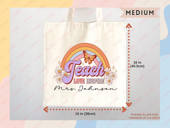 Teacher Appreciation Bag Gift Tote Bag Canvas Custom Teacher Gift Personalized School Bag Gifted Teacher Tote Reusable Bag School Campus Bag