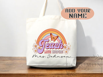 Teacher Appreciation Bag Gift Tote Bag Canvas Custom Teacher Gift Personalized School Bag Gifted Teacher Tote Reusable Bag School Campus Bag