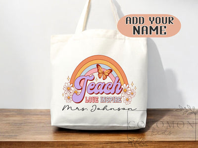 Teacher Appreciation Bag Gift Tote Bag Canvas Custom Teacher Gift Personalized School Bag Gifted Teacher Tote Reusable Bag School Campus Bag