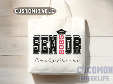 Custom Name Senior Tote Bag High School University Gift Graduation Bag for Her Personalized College Tote Campus School Bag Customized Gift