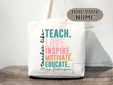 Teacher Appreciation Bag Gift Tote Bag Canvas Custom Teacher Gift Personalized School Bag Gifted Teacher Tote Reusable Bag School Campus Bag
