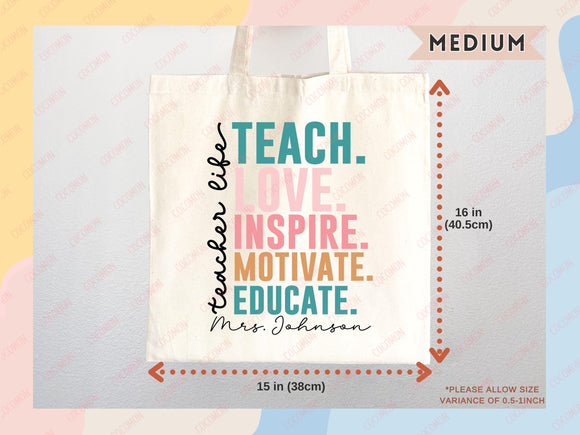 Teacher Appreciation Bag Gift Tote Bag Canvas Custom Teacher Gift Personalized School Bag Gifted Teacher Tote Reusable Bag School Campus Bag