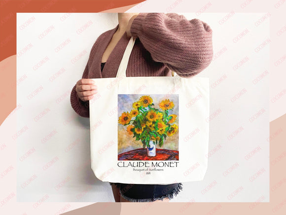 Monet Tote Bag Artsy Bag Monet Shoulder Bag Monet Gift School Tote Bag Eco Friendly Aesthetic Tote Shopper Reusable Grocery Bag Gift for Her