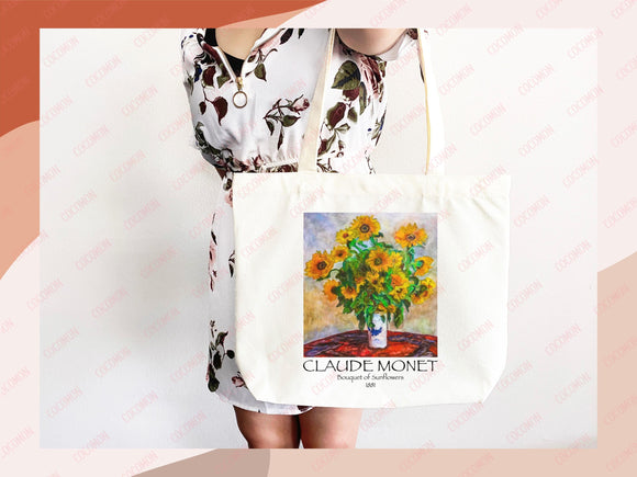Monet Tote Bag Artsy Bag Monet Shoulder Bag Monet Gift School Tote Bag Eco Friendly Aesthetic Tote Shopper Reusable Grocery Bag Gift for Her