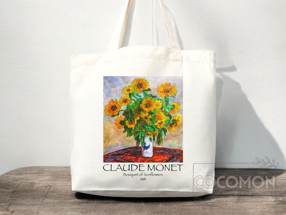 Monet Tote Bag Artsy Bag Monet Shoulder Bag Monet Gift School Tote Bag Eco Friendly Aesthetic Tote Shopper Reusable Grocery Bag Gift for Her