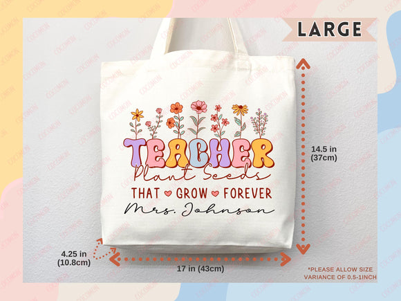 Teacher Appreciation Bag Gift Tote Bag Canvas Custom Teacher Gift Personalized School Bag Gifted Teacher Tote Reusable Bag School Campus Bag