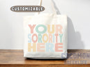 Custom Sorority Tote Bag Gift Rush Initiation Bid Day Big Little Gift Custom Name Sorority Gift College Tote Bag Personalized Gift For Her