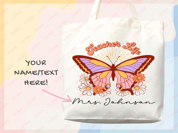 Teacher Appreciation Bag Gift Tote Bag Canvas Custom Teacher Gift Personalized School Bag Gifted Teacher Tote Reusable Bag School Campus Bag