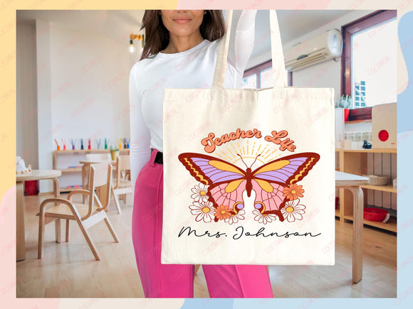 Teacher Appreciation Bag Gift Tote Bag Canvas Custom Teacher Gift Personalized School Bag Gifted Teacher Tote Reusable Bag School Campus Bag