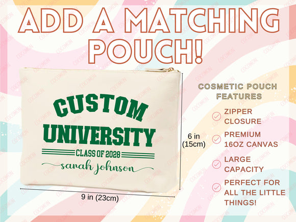 Custom Name College Tote Bag Custom University Gift Graduation Bag for Her Personalized College Tote Bag Campus School Bag Customized Gift