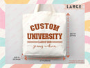 Custom Name College Tote Bag Custom University Gift Graduation Bag for Her Personalized College Tote Bag Campus School Bag Customized Gift