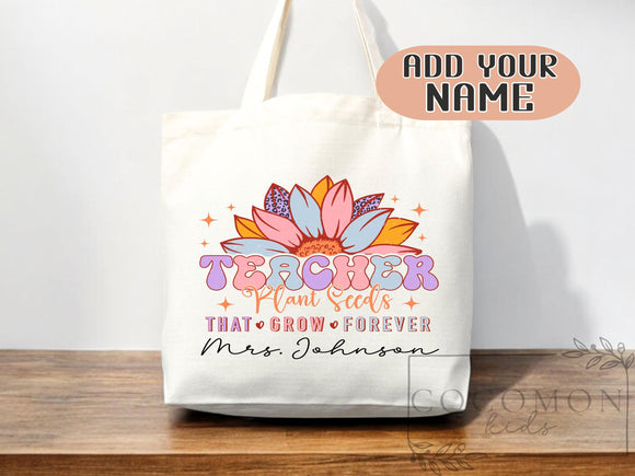 Teacher Appreciation Bag Gift Tote Bag Canvas Custom Teacher Gift Personalized School Bag Gifted Teacher Tote Reusable Bag School Campus Bag
