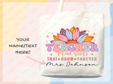 Teacher Appreciation Bag Gift Tote Bag Canvas Custom Teacher Gift Personalized School Bag Gifted Teacher Tote Reusable Bag School Campus Bag