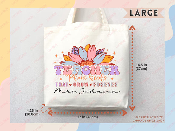 Teacher Appreciation Bag Gift Tote Bag Canvas Custom Teacher Gift Personalized School Bag Gifted Teacher Tote Reusable Bag School Campus Bag