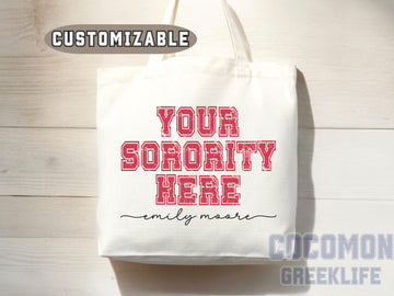 Custom Sorority Tote Bag Gift Rush Initiation Bid Day Big Little Gift Custom Name Sorority Gift College Tote Bag Personalized Gift For Her
