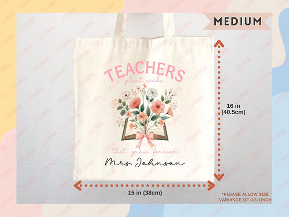 Teacher Appreciation Bag Gift Tote Bag Canvas Custom Teacher Gift Personalized School Bag Gifted Teacher Tote Reusable Bag School Campus Bag