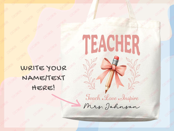Teacher Appreciation Bag Gift Tote Bag Canvas Custom Teacher Gift Personalized School Bag Gifted Teacher Tote Reusable Bag School Campus Bag