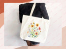 Floral Tote Bag flower tote canvas wildflower bag eco friendly bag aesthetic tote bag reusable bag gift for plant lover tote flower bag cute