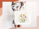 Floral Tote Bag flower tote canvas wildflower bag eco friendly bag aesthetic tote bag reusable bag gift for plant lover tote flower bag cute
