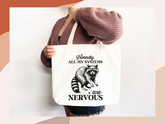 Raccoon Canvas Tote Bag Funny Raccoon Lover Gift Tote Bag Everyday Tote Eco Friendly Tote Shopper Gift Tote Reusable Grocery Bag Cute Bag