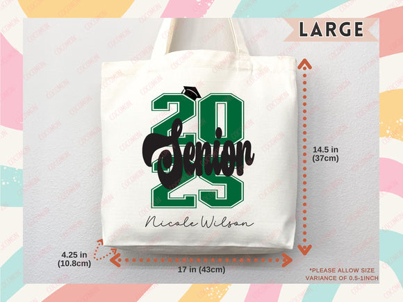Custom Name Senior Tote Bag High School University Gift Graduation Bag for Her Personalized College Tote Campus School Bag Customized Gift