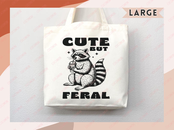 Raccoon Canvas Tote Bag Funny Raccoon Lover Gift Tote Bag Everyday Tote Eco Friendly Tote Shopper Gift Tote Reusable Grocery Bag Cute Bag