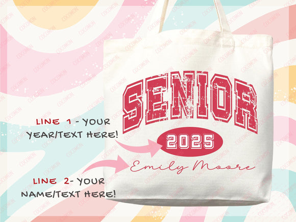 Custom Name Senior Tote Bag High School University Gift Graduation Bag for Her Personalized College Tote Campus School Bag Customized Gift