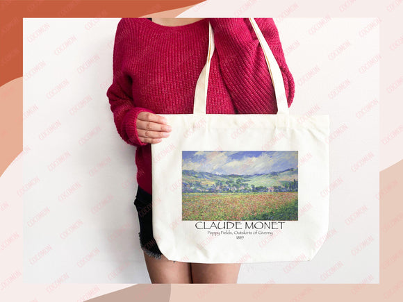 Monet Tote Bag Artsy Bag Monet Shoulder Bag Monet Gift School Tote Bag Eco Friendly Aesthetic Tote Shopper Reusable Grocery Bag Gift for Her