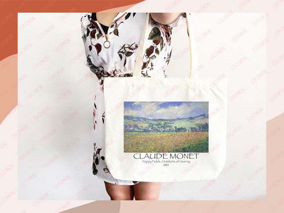 Monet Tote Bag Artsy Bag Monet Shoulder Bag Monet Gift School Tote Bag Eco Friendly Aesthetic Tote Shopper Reusable Grocery Bag Gift for Her