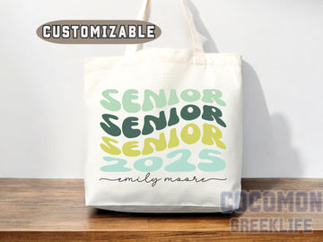 Custom Name Senior Tote Bag High School University Gift Graduation Bag for Her Personalized College Tote Campus School Bag Customized Gift