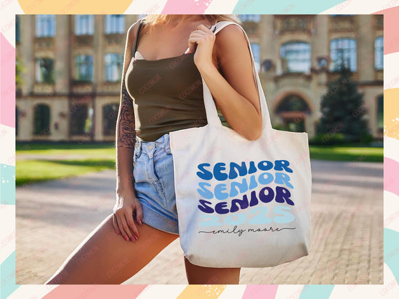 Custom Name Senior Tote Bag High School University Gift Graduation Bag for Her Personalized College Tote Campus School Bag Customized Gift