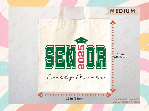 Custom Name Senior Tote Bag High School University Gift Graduation Bag for Her Personalized College Tote Campus School Bag Customized Gift