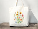 Floral Tote Bag flower tote canvas wildflower bag eco friendly bag aesthetic tote bag reusable bag gift for plant lover tote flower bag cute