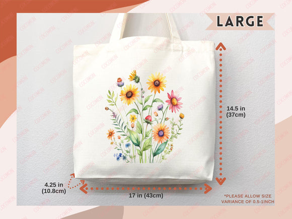 Floral Tote Bag flower tote canvas wildflower bag eco friendly bag aesthetic tote bag reusable bag gift for plant lover tote flower bag cute